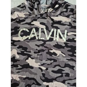 Calvin Klein Womens Camo Hoodie‎ Large Grey Silver Logo Performance Sweatshirt